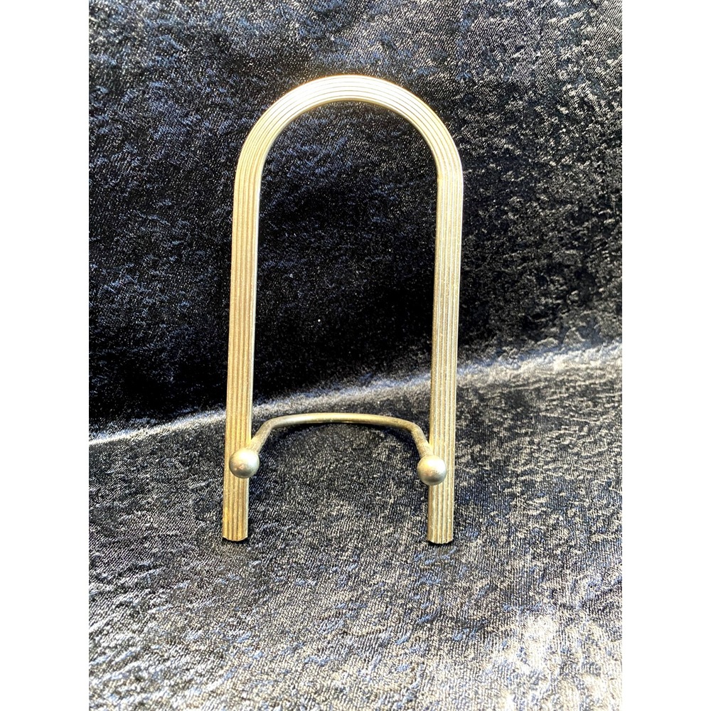 Vtg Retro Arched Solid Brass Tabletop Easel Display Stand 6"
